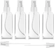 SEASHELL Fine Mist Spray Bottles 4 Pack 2oz Clear Plastic Empty Refillable Mini Spritzer for Travel, Cleaning, Gardening, Skin Care Atomizer