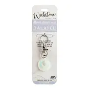 Wishstone Moonstone Stone of Balance Key Charm Keyring Round 3x11.5cm White