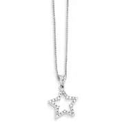 14k White Gold Real Diamond Simply Starz Pendant with 18 in Chain