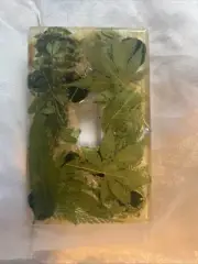 Clear With Real Leaves Epoxy Light Switch Cover