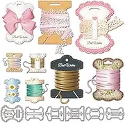 GLOBLELAND Spool Metal Die Cuts Bow Display Card for DIY Scrapbooking, Photo Album, Decorative Embossing Paper Card - Thread and Ribbon Organizer