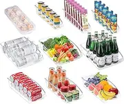 10 Pack Fridge Organizer, Clear Plastic Refrigerator Storage with Egg Holder, Pantry Storage Containers for Kitchen Cabinets, Countertops, Fridge Storage for Fruit Cans Drinks Fridge Organizer