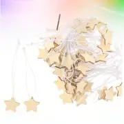 50 Pcs Gift Labels String Wood Price Tag Wooden Star Slices Key Chain Charm