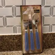 Gibson Housewares COLORS Mix N Match 3 Piece Flatware Set Blue Handles