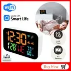 WiFi Desktop Digital Alarm Clock with Large LCD Screen Clock and Hygrometer