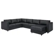 VIMLE corner sofa, 5-seat, with chaise longue/Grann/Bomstad black