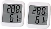 CAXUSD 2pcs Thermometer Bedside Digital Temperature Gauge Room Indoor Small Room Temperature Analog Bedrooms Humidity Hygrometer Home White Plastic
