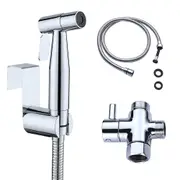 Decaura Handheld Bidet Sprayer for Toilet Adjustable Jet Spray Stainless Steel Shower Spray Attachment with Hose and T-Valve Eco-Friendly Shattaf Chrome