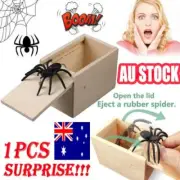 Adult Kid Trick Play Hidden in Case Joke Wooden Gag Toy Spider Scare Box PB