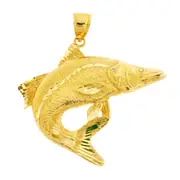 14K Gold 42MM Fish Pendant