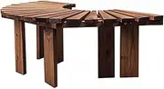 Rustic Curved Benches, Wood Garden Bench Park Chair Backless Slatted Seat, All-Weather Outdoor Furniture Leisure Porch Seating for Backyard & Balcony(Half Round)