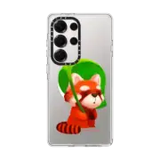 Galaxy S25 Ultra Clear Magnetic Case Red Panda with Leaf