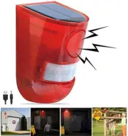 Solar Sound & Light Alarm Motion Sensor 110 Decibels Siren Sound Alert & 6LED...