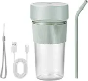 Fresh Juice Blender | 350ml Rechargeable Fruit Juice Mixer | Straw Design Handheld Blender For Shakes And Smoothies, Personal Travel Blender With 6 Blades, For Gym