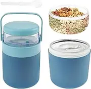Double Insulated Food Jar with Snack Container and Spoon Leakproof Soup Thermo Wide Mouth Food Thermo Portable Kids Food Jar Breakfast On the Go Cup Insulated Yogurt Container for Hot Food