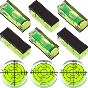 9 Pcs Small Bubble Spirit Level, Mini Magnetic Square Drill Bubble Levels, Circu