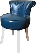 Footstool Dressing Table Dressing Table Fan backrest with Wooden Legs Nordic Dressing Chair Makeup Easy to Clean Oil Wax Leather for Dressing Room/Living Room/