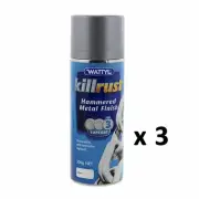 WATTYL Killrust Hammered Finish Spray Paint 300g Aerosol Silver x 3