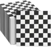 Checkered Flag Paper Napkins for Race Car Birthday Party (6.5 X 6.5 In, Pack of