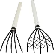 FONDOTIN 2pcs Clam Rake with Handle Essential Seafood Digging Tool for Beach and Garden Use Skid Grip for Improved Comfort and Efficiency