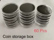 60 Pcs Clear Round Coin Holder Display Case Plastic Capsules