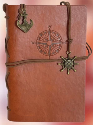 Cord-Tie Brown Faux Leather Journal Ivory Sheets Notes Book NWOT