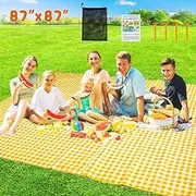 ZHUYNXIR Extra Large Picnic Blanket, 220x220cm Waterproof Picnic Blanket, Gingham Picnic Mat for Beach, Camping Grass Picnic Blankets.