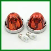Watermelon Glass Flush Mount LED Kit for Semi Trucks Dark Amber -Set of 2