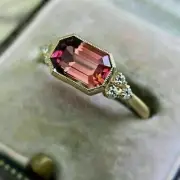 2.00 Ct Emerald Cut Red Ruby Unique Turkish Design Engagement Ring In 925 Silver