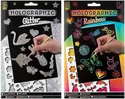 Carving drawings for children - Glitter - Scratch Art - 4 pieces - Including wood pen -...