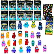 P.M.I. Among Us Party Favors Pack for Kids, Boys, Girls - Video Game Party Favors Bundle with 12 Blind Bags with Collectible Crewmate Mini Figurines Plus Stickers | Among Us Figures Set, Multicolor