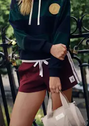 [Lorna Jane] Dance Shorts in Red, Cotton, Size - Small S Plum Red