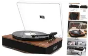 Record Player Turntable with Built-in Speakers and USB DarkBrown Wood