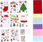 SEWACC 4 Set Xmas Cards Sticker Bulk Pop Occasion Kit Label Decoration Christmas Crafts Stickers Adults Tags Coloring Party Greeting All Giant up New Year Cards Paper