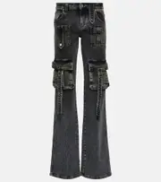 [Blumarine] Blumarine Low-rise denim cargo pants AU 14 black