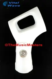 WHITE Handheld MICROPHONE CLIP Karaoke DJ PA Tripod Stand Mic Holder Clamp Mount