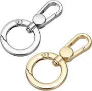 uxcell 2 Pcs Double Opening Snap Hooks Swivel Keychain Clasp Clips Metal Swivel Lobster Claw Clasp for Jewelry Making Crafts Backpack Bag Strap Phone Case, Champagne Gold/Gray