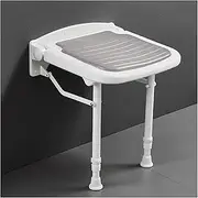 Folding Shower Seat Wall Mounted Bathroom Bathtub Safety Stool, Adjustable Height Bath and Shower Chair Comfortable Safe Bathing Bench for Senior Elderly Disabled and Handicap