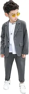 [Kromoc] Boys' Two Buttons Suit Notch Lapel Formal Wedding Casual Daily Two Pieces Tuxedos