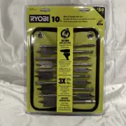 Ryobi A971001 10-Pc Wood Spade Bit Set Compatible with all Drlls/Impacts