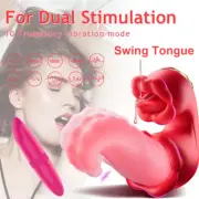 10 Speed Tongue Licking Rotating Vibrator Clit Stimulator G-spot Dildo Sex Toys