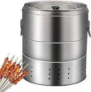 Portable Smokeless BBQ Hanging Grill, with 50 Stainless Steel Skewers and 360° All Round Roasting, Vertical Barbeque Hanging Large Capacity, for Outdoor Cooking Camping Picnic Beach