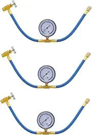 Mobestech 3 Pcs R134a Car Charging Hose 49cm Long High Pressure 600-3000psi Auto Charging Hose Gauge