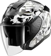 Shark Skwal Jet Pranz, open face helmet , color: Black/White/Gold , size: XS