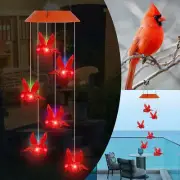 Color-Changing LED Solar Powered Red Bird Wind Chime Lights Yard Garden Decor