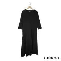 在飛比找momo購物網優惠-【GINKOO 俊克】圓領剪接彈性休閒長洋裝