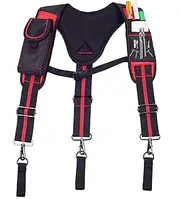 [AISENIN] Tool Belt Suspenders Tool Pouch Suspenders, Carpenter Tool Belt Suspenders Includes Tool Belt Loops, Phone Pouch, Pen Holder