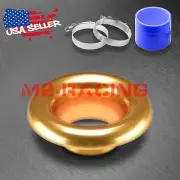 4" Champagne Gold Short Ram Air Intake Turbo Horn Aluminum Stack Silicone Hose