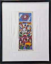 Rodolfo Ramon Lopez Original Art, Mexico Primitivism Artist, Small Painting.