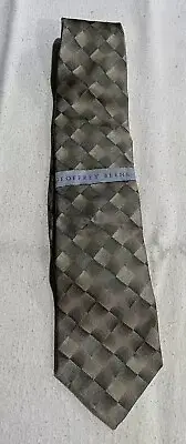 Geoffrey Beene Silk Stain Resistant Diamond Neck Tie Tan Green 56" x 3.5" New
